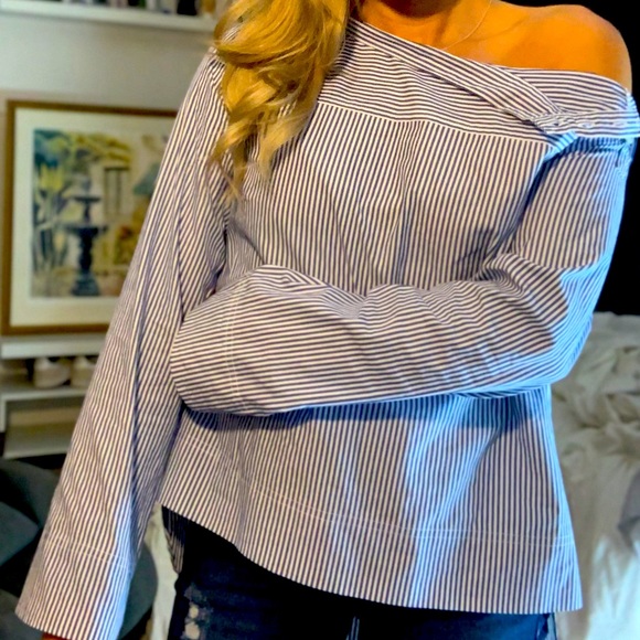 NWOT J-Crew one shoulder tailored blouse - Picture 2 of 3